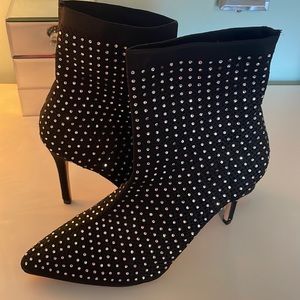 Black Rhinestone Booties